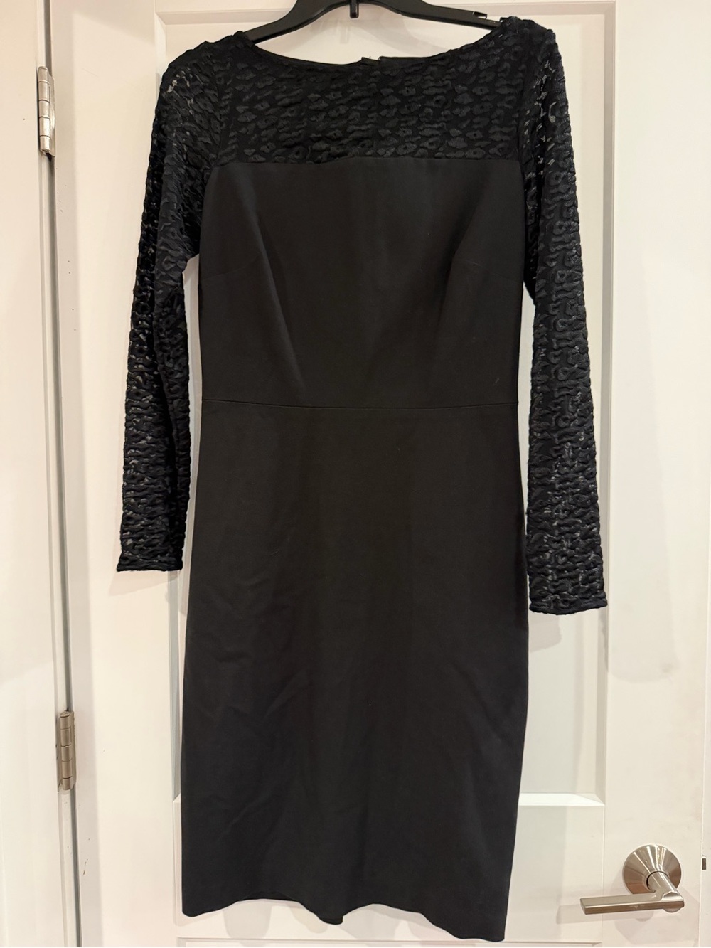 Roland Mouret for Banana Republic Black Long-Sleeve Lace Accent Sheath Dress